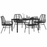 Garden Dining Set 5 pcs Black Poly Rattan