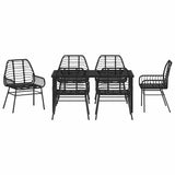 Garden Dining Set 7 pcs Black Poly Rattan