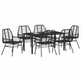 Garden Dining Set 7 pcs Black Poly Rattan