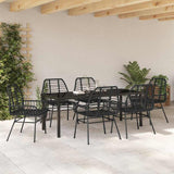 Garden Dining Set 7 pcs Black Poly Rattan