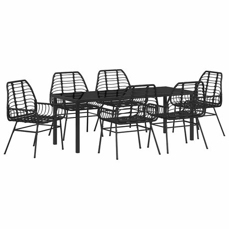 Garden Dining Set 7 pcs Black Poly Rattan