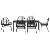Garden Dining Set 7 pcs Black Poly Rattan