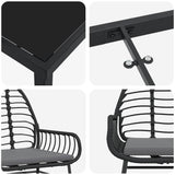 Garden Dining Set 5 pcs Black Poly Rattan