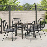 Garden Dining Set 5 pcs Black Poly Rattan