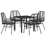 Garden Dining Set 5 pcs Black Poly Rattan
