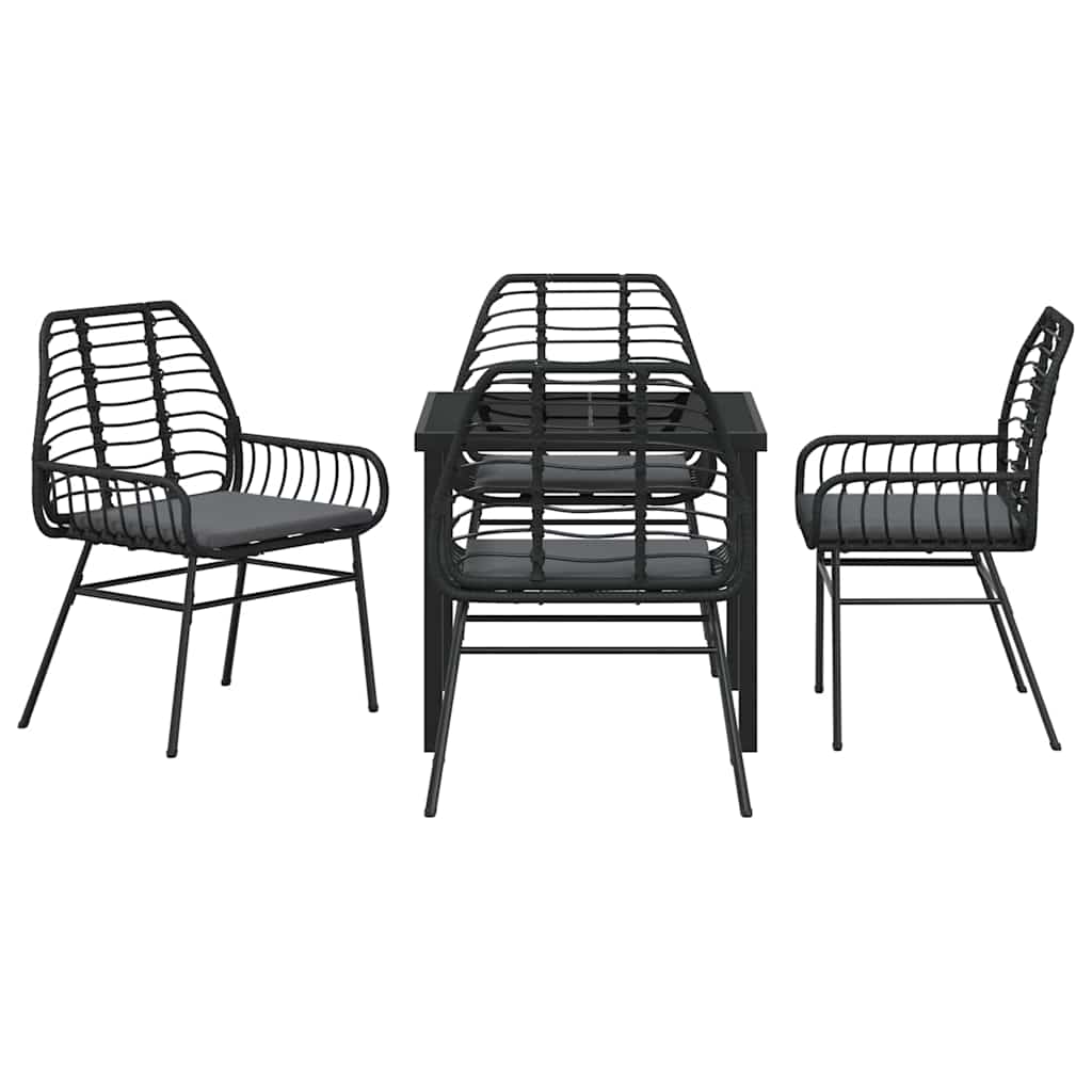 Garden Dining Set 5 pcs Black Poly Rattan