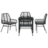 Garden Dining Set 5 pcs Black Poly Rattan