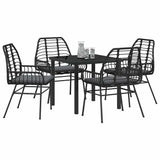 Garden Dining Set 5 pcs Black Poly Rattan