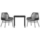 Garden Dining Set 3 pcs Black Poly Rattan