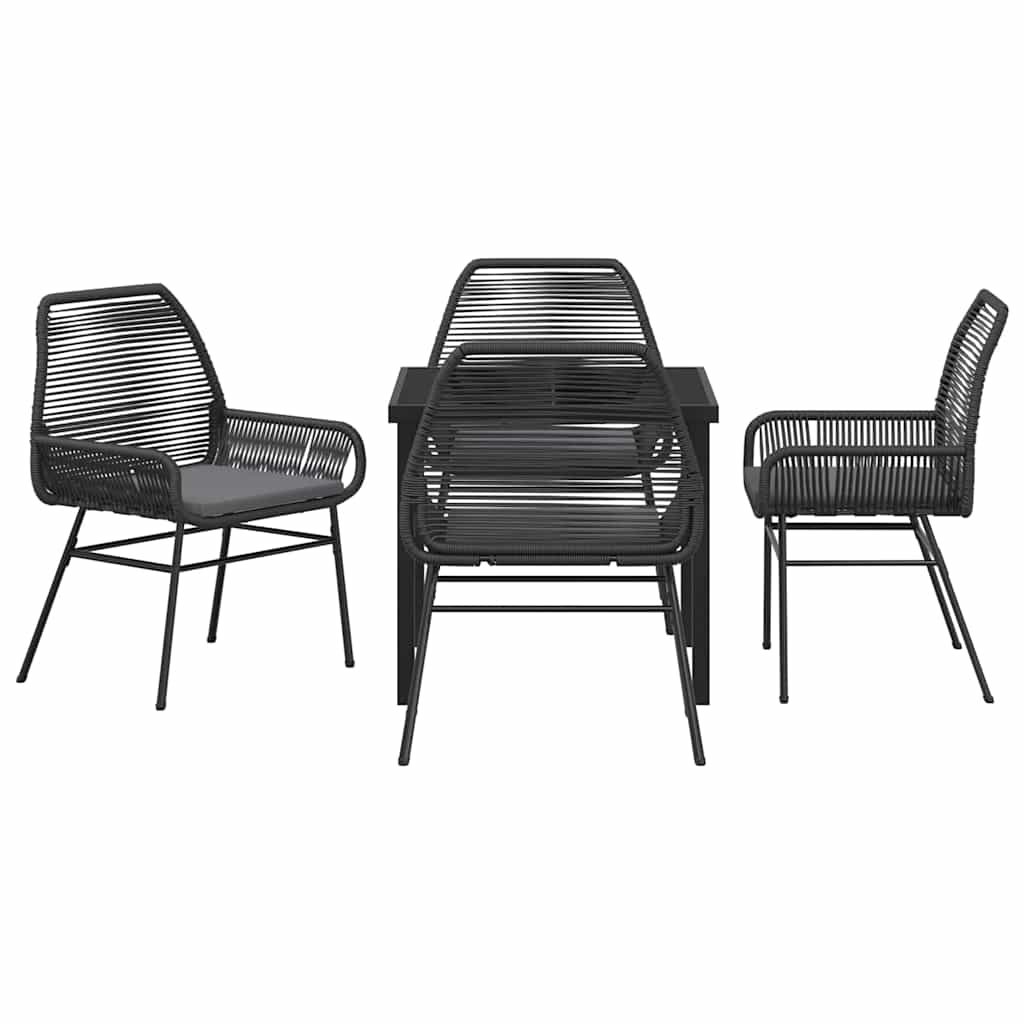 Garden Dining Set 5 pcs Black Poly Rattan
