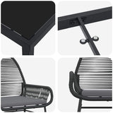 Garden Dining Set 5 pcs Black Poly Rattan