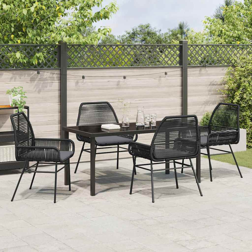 Garden Dining Set 5 pcs Black Poly Rattan