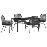 Garden Dining Set 5 pcs Black Poly Rattan