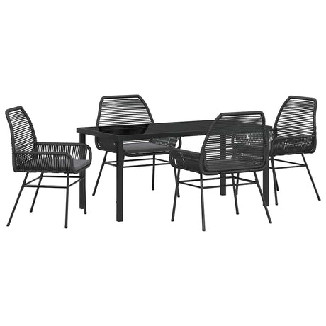 Garden Dining Set 5 pcs Black Poly Rattan