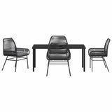 Garden Dining Set 5 pcs Black Poly Rattan