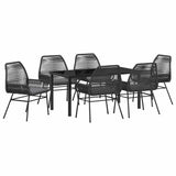 Garden Dining Set 7 pcs Black Poly Rattan
