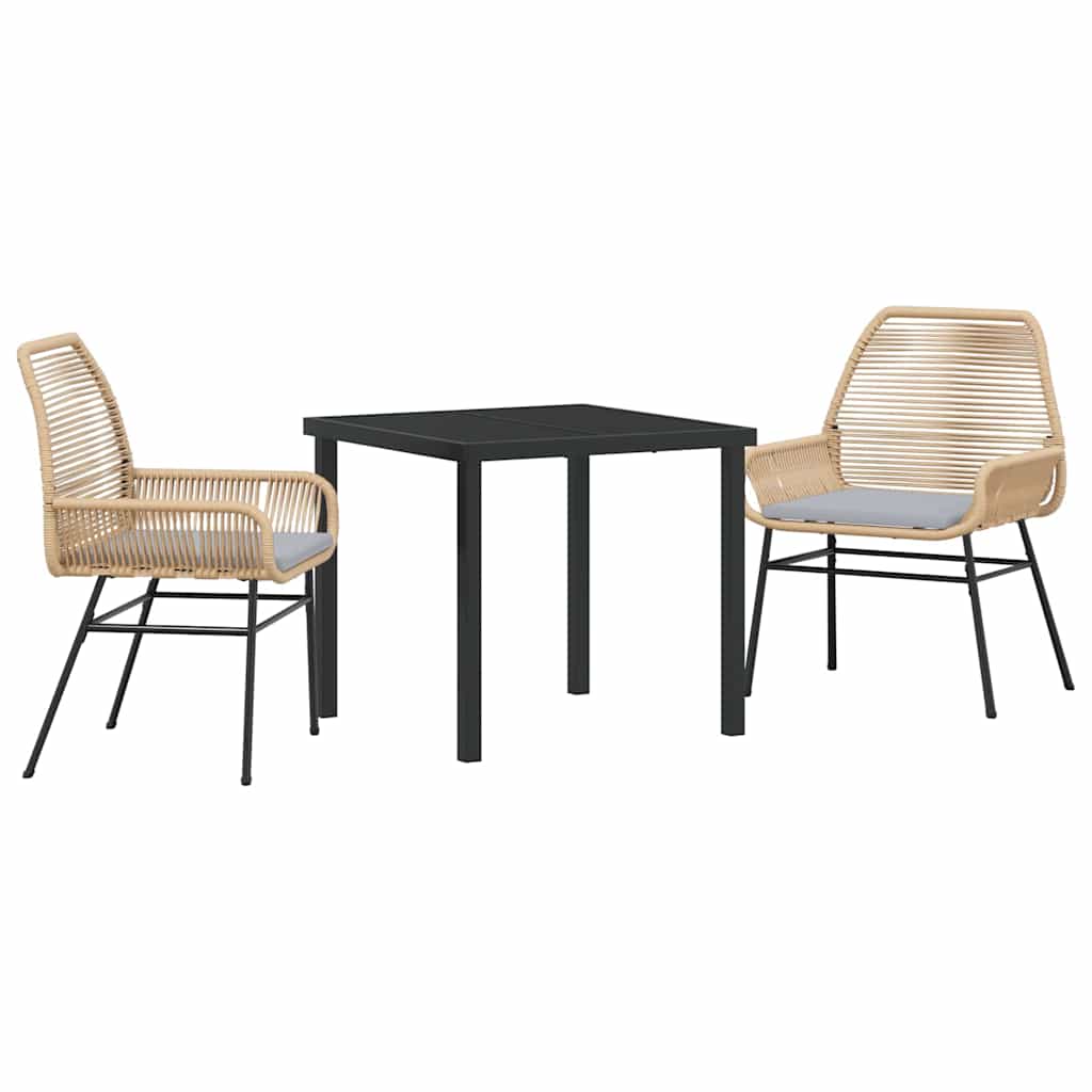 Garden Dining Set 3 pcs Brown Poly Rattan