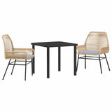 Garden Dining Set 3 pcs Brown Poly Rattan