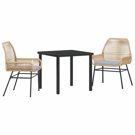 Garden Dining Set 3 pcs Brown Poly Rattan