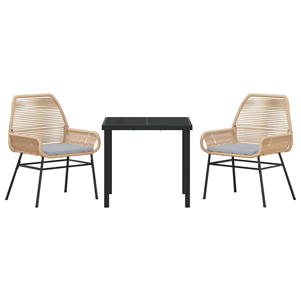 Garden Dining Set 3 pcs Brown Poly Rattan