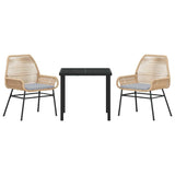 Garden Dining Set 3 pcs Brown Poly Rattan