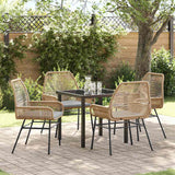 Garden Dining Set 5 pcs Brown Poly Rattan