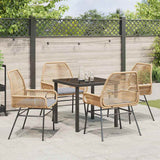 Garden Dining Set 5 pcs Brown Poly Rattan