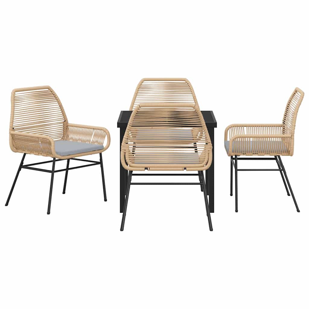 Garden Dining Set 5 pcs Brown Poly Rattan