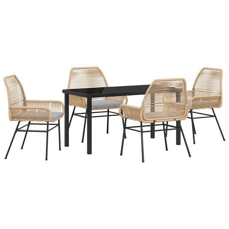 Garden Dining Set 5 pcs Brown Poly Rattan