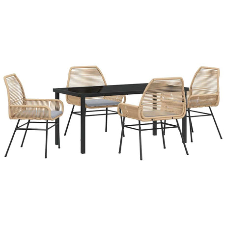 Garden Dining Set 5 pcs Brown Poly Rattan