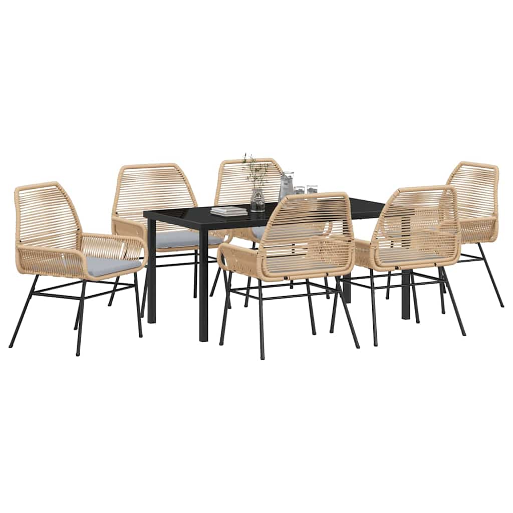 Garden Dining Set 7 pcs Brown Poly Rattan