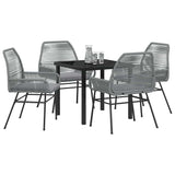 Garden Dining Set 5 pcs Grey Poly Rattan