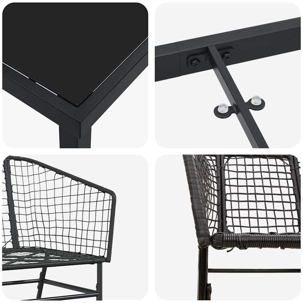 Garden Dining Set 5 pcs Black Poly Rattan