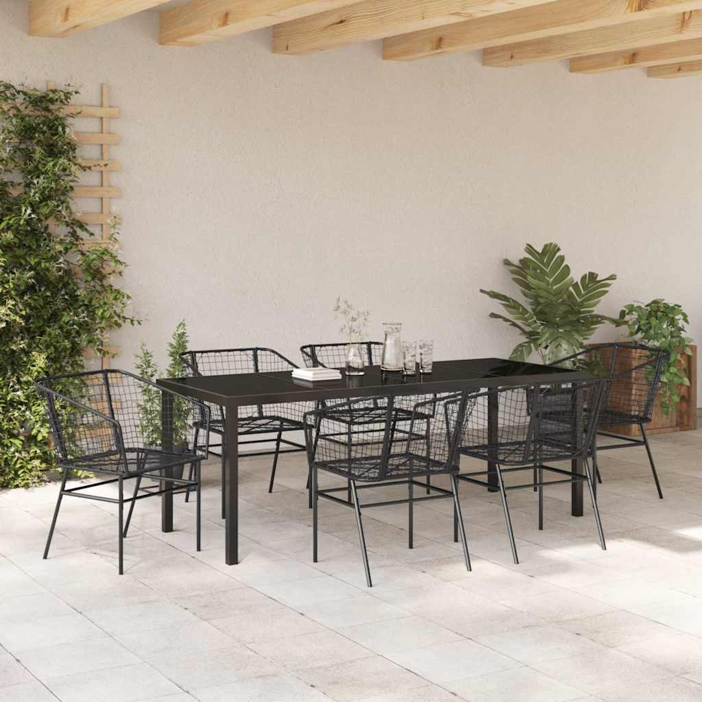 Garden Dining Set 7 pcs Black Poly Rattan