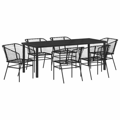 Garden Dining Set 7 pcs Black Poly Rattan