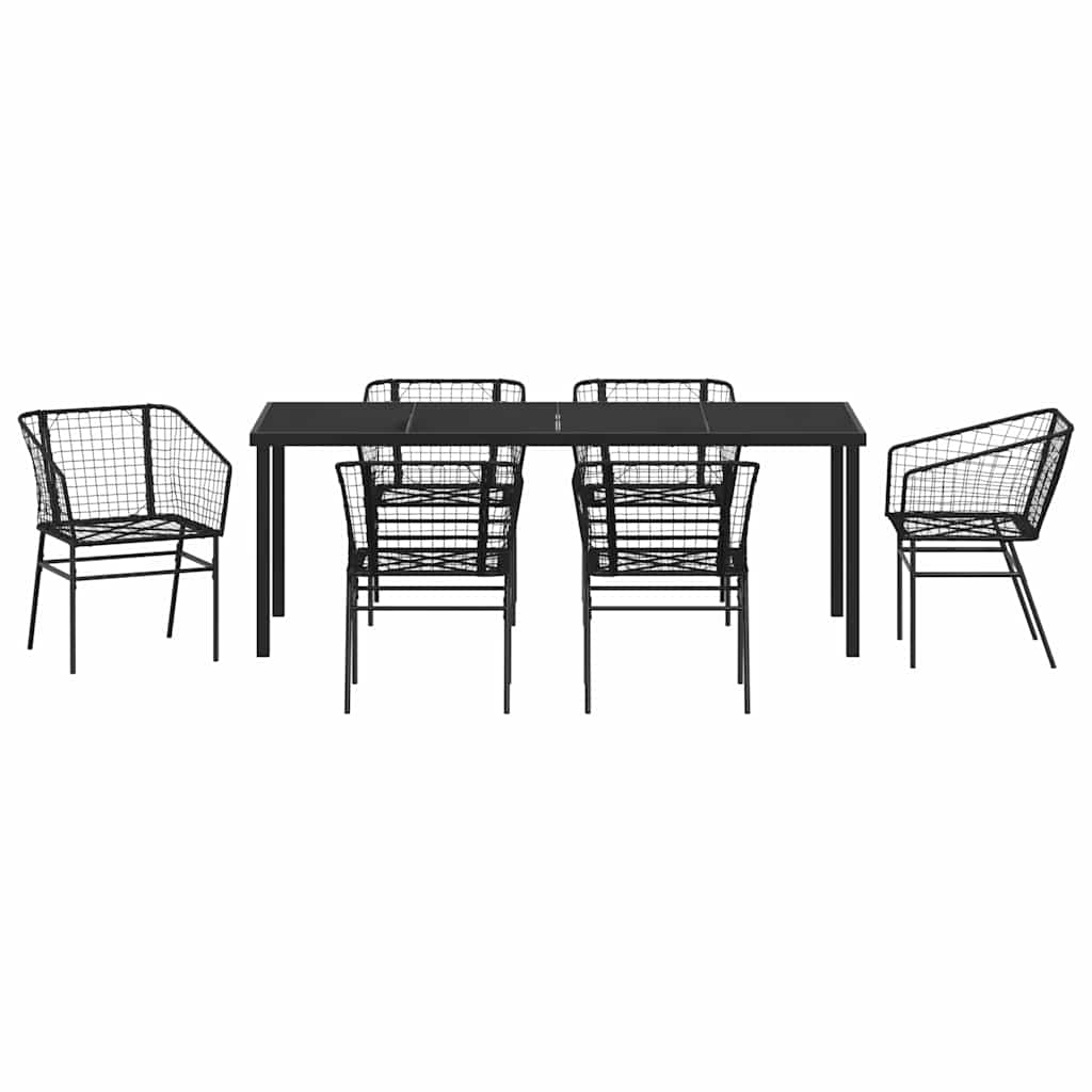 Garden Dining Set 7 pcs Black Poly Rattan