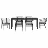 Garden Dining Set 7 pcs Black Poly Rattan