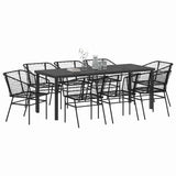 Garden Dining Set 9 pcs Black Poly Rattan
