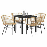 Garden Dining Set 5 pcs Brown Poly Rattan