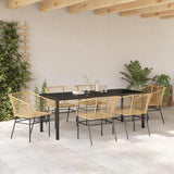 Garden Dining Set 7 pcs Brown Poly Rattan