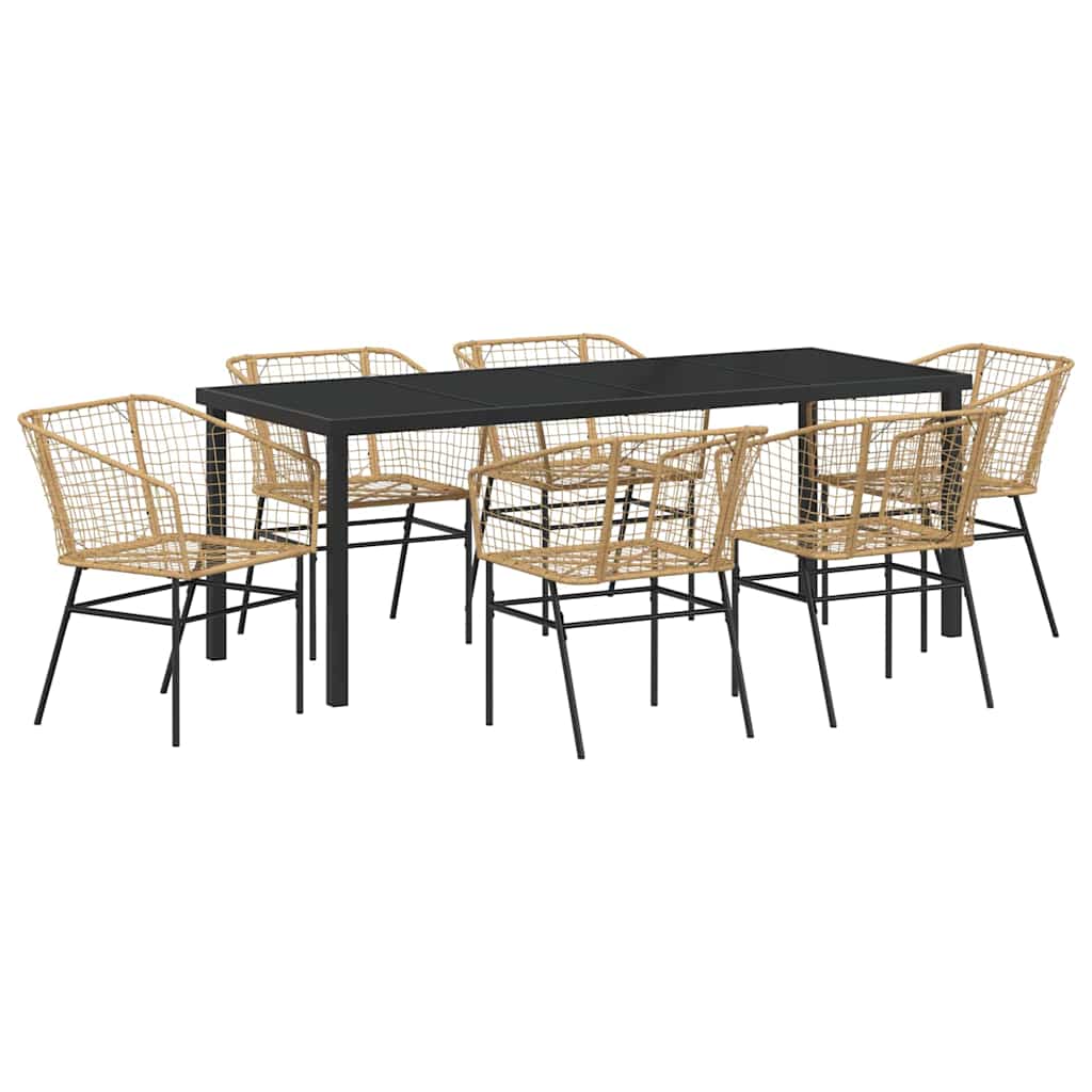 Garden Dining Set 7 pcs Brown Poly Rattan