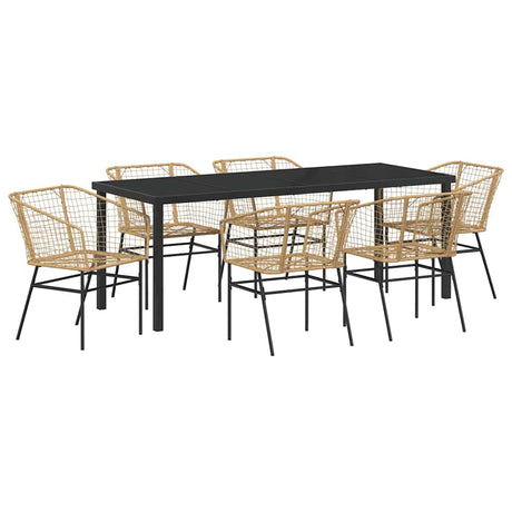 Garden Dining Set 7 pcs Brown Poly Rattan