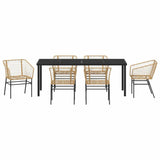 Garden Dining Set 7 pcs Brown Poly Rattan