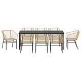 Garden Dining Set 9 pcs Brown Poly Rattan