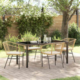 Garden Dining Set 5 pcs Brown Poly Rattan