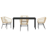 Garden Dining Set 5 pcs Brown Poly Rattan