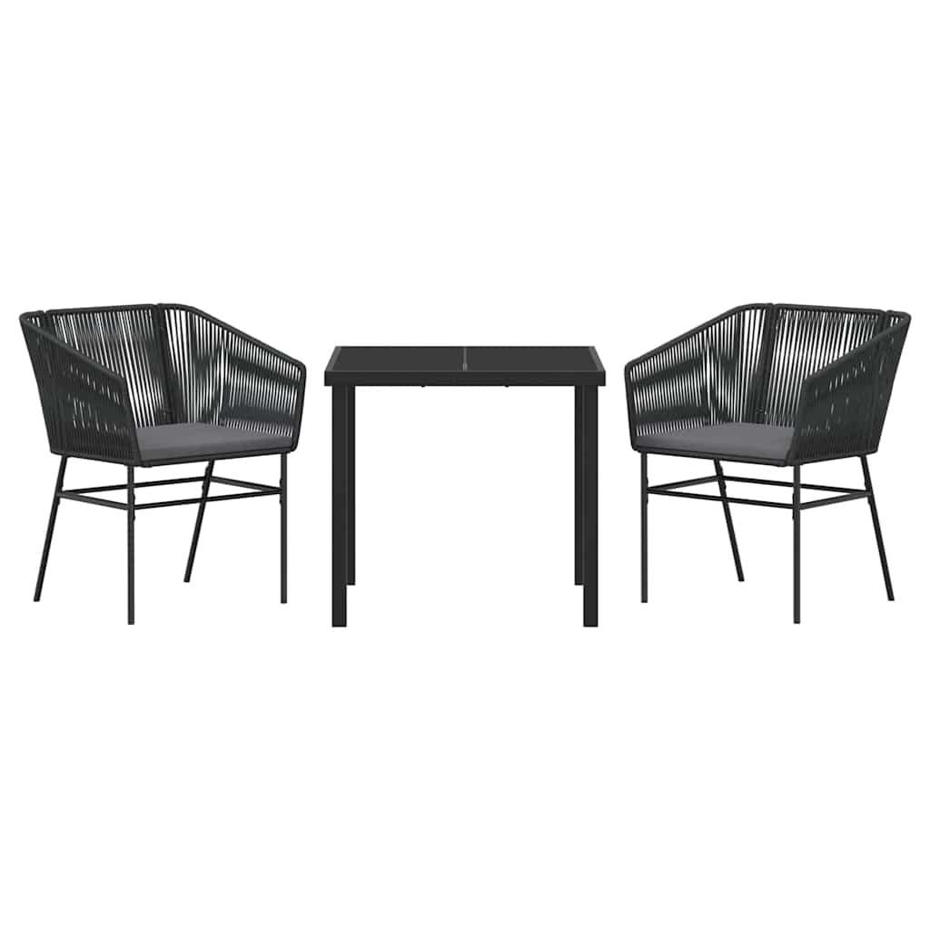 Garden Dining Set 3 pcs Black Poly rattan