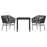 Garden Dining Set 3 pcs Black Poly rattan