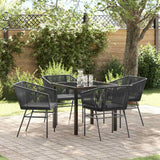 Garden Dining Set 5 pcs Black Poly rattan