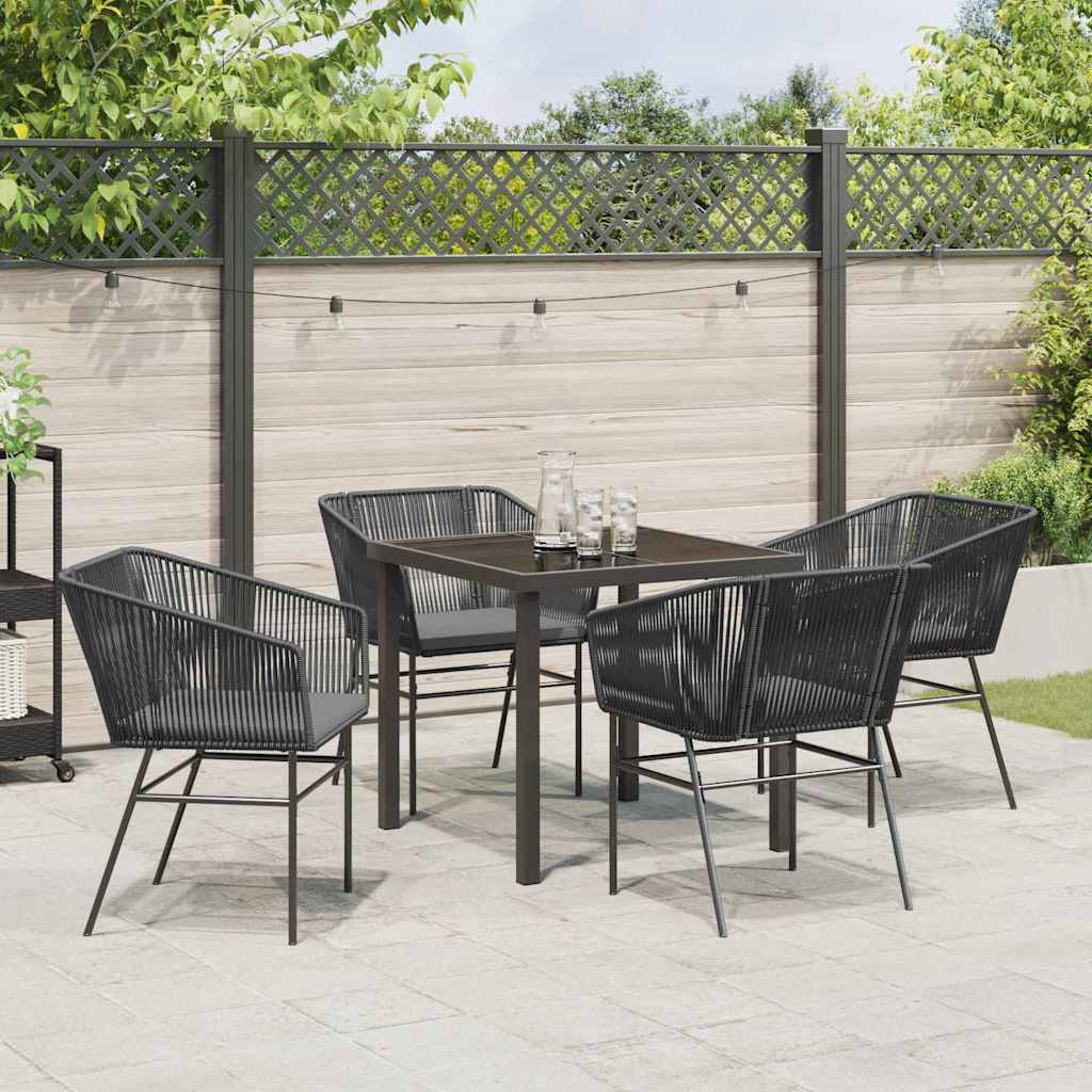 Garden Dining Set 5 pcs Black Poly rattan